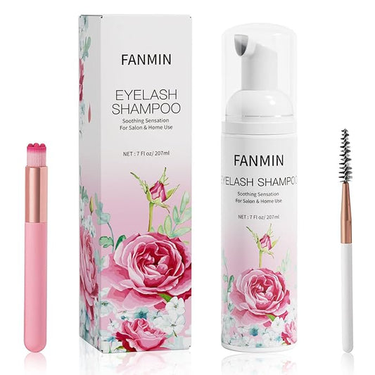 Eyelash Extension Cleanser 207ml +Mascara Wand+ Brush Eyelid Foaming Cleanser,Eyelash Wash and Lash Bath for Extensions,Paraben & Sulfate Free,Makeup Remover,Salon and Home use（207ml/7fl.oz)