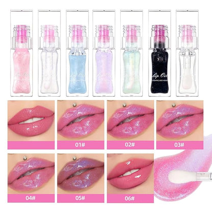 Magic Color Changing Lip Oil Ph, Glitter Lip Gloss, Upgraded Big Brush Head Moisturizing Lip Oil Long Lasting Nourishing Lip Glow Oil Non-Sticky Primer Lip Tint (# 06, 0.3 Oz)