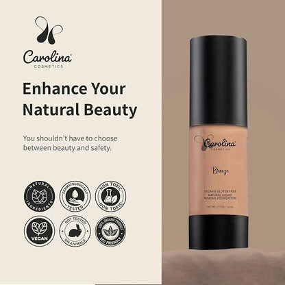 Foundation in Breeze Shade Plant-Based - Hydrating, Pore-Minimizing & Buildable Coverage - Vegan, Non-GMO, Paraben-Free - 1oz