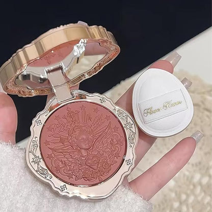 Flower Knows Little Angel Cream Blush 01 Flaming Heart+Butterfly Cloud Collar Angled Powder Brush Frosty Wisteria