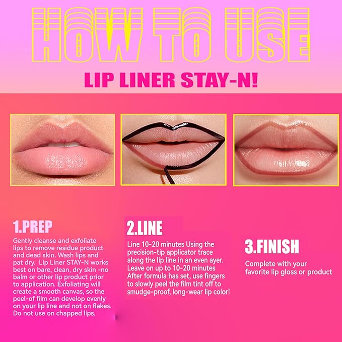 Peel Off Lip Stain, Peel Off Lip Tint Tattoo, Long-Lasting Moisturizing Lip Liner, Waterproof Nourishing Pink Red Lip Liner with Matte Finish, Create A Charming Vibrant Lip Color, 01 Cherry