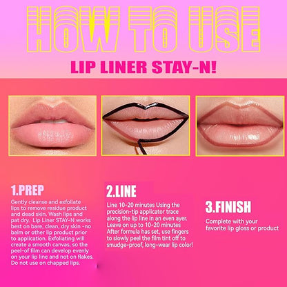 Peel off Lip Liner Stay, Matte Magic Tattoo Lip Liner Tint Long Lasting Lip Gloss Transfer Proof Lipsticks, Nonstick Cup Tear-Off Peel off Lip Glaze Makeup for Women Girls, 05 Strawberry