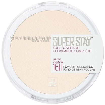 Maybelline Super Stay Full Coverage Powder Foundation Makeup, Up to 16 Hour Wear, Soft, Creamy Matte Foundation, Porcelain, 1 Count