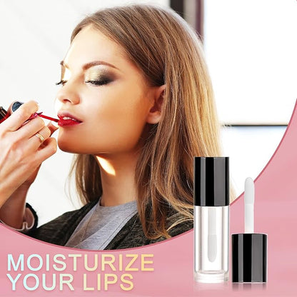 2.5ml 12 PCS Empty Lip Gloss Tubes with Wand Lip Gloss Containers Cute 0.08oz Clear Refillable Lipgloss Making Supplies Kit for DIY Makeup+ 2pcs Syringes (Black)