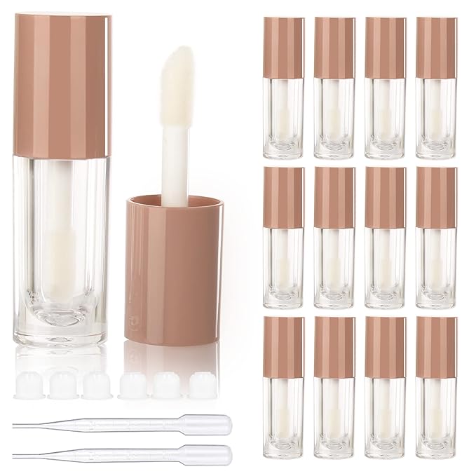COSIDEA 14pcs Empty 6ml big brush lip gloss tubes for DIY lip gloss,Nude lipgloss containers