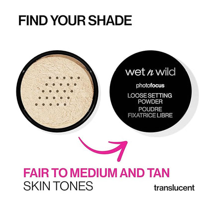 wet n wild Photo Focus Loose Baking Setting Powder, Highlighter Makeup, Suitable for All Skin Tones, Banana