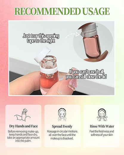 Makeup Remover Oil Portable Kit-7 Pcs Mini Travel Size Bottles Cleansing for Face, Gentle Facial Oil, Portable Skincare,Deep Cleaning without Clogging Pore,Residue-Free,for Dry & Neutral Skin (Green)