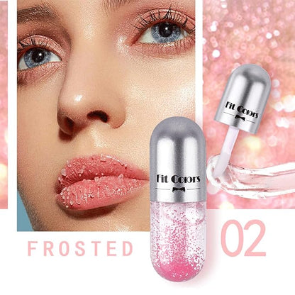 3 Color Scrub Oil Hydrating Tinted Plump Gloss Transparent Toot, Shine Glow Oil, Nourishing Repairing Lightening Lip Lines Care- 04