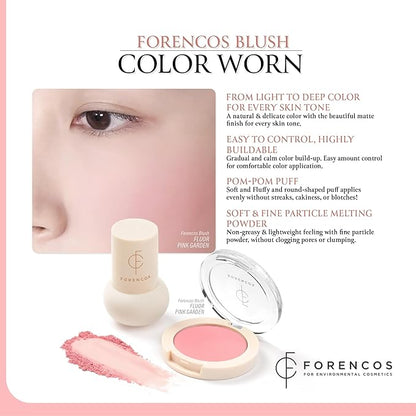 Forencos Matte Pink Blush Set (Puff Included), Long Lasting Korean Blush Power, Zero Sebum Shine, Flawless Finish, Easy Blending, Lightweight & No Cakey Residue (FLOUR PINK)