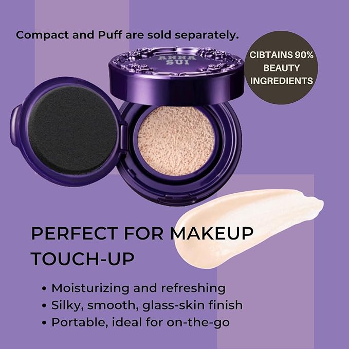 ANNA SUI - Illuminating Cushion Compact 01 - Refill Only - Case and Refill Sold Separately - Universal Shade - Moisturizes and Refines Skin - Creates a Glossy Skin - 0.28 oz.