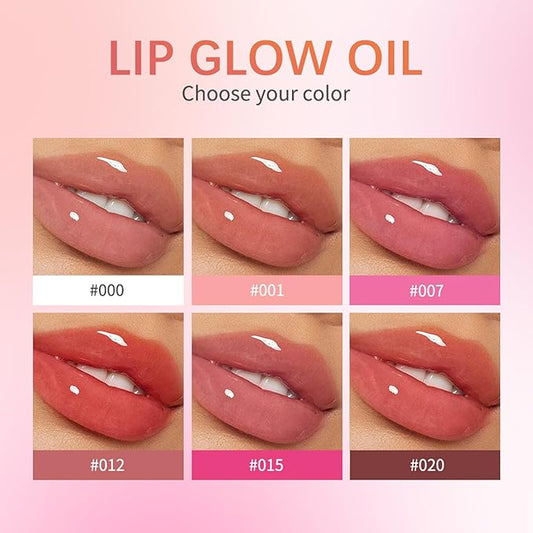 Hydrating Lip Glow Oil, Plumping Lip Gloss, Moisturizing Lip Gloss Lip Balm, Transparent Lip Oil, Non-Sticky Long Lasting Lip Gloss, Tinted Lip Balm for Lip Care,0.28 OZ (#001-Pink, 0.28 OZ)