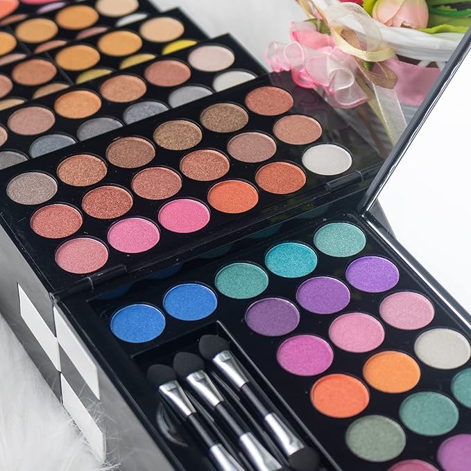 All In One Makeup Kit For Women Full Kit -142 Colors Shimmer Matte Eyeshadow Palette,3 Blusher,3 Eyebrow Powder,3 Applicators and Mirror Make Up Kit for Teens Women Gift Set (148 Makeup Kit)