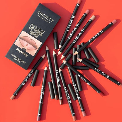12 Colors Matte Lip Liner Set, Waterproof Long-Lasting Lip Pencils, High Pigmented Velvet Lipstick for Defining & Filling Lips, Natural Nude Shades for Eyes & Lips