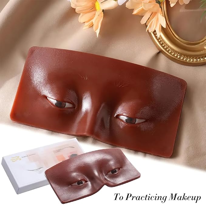 3D Makeup Practice Face Board Reusable Realistic Eyeshadow Eyeliner Eyebrow Mapping Makeup Practice Mannequin Face Board for Makeup Beginner or Professional Enthusiasts(Dark Colored)