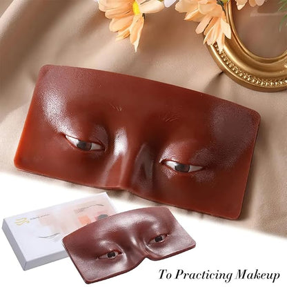 3D Makeup Practice Face Board Reusable Realistic Eyeshadow Eyeliner Eyebrow Mapping Makeup Practice Mannequin Face Board for Makeup Beginner or Professional Enthusiasts(Dark Colored)
