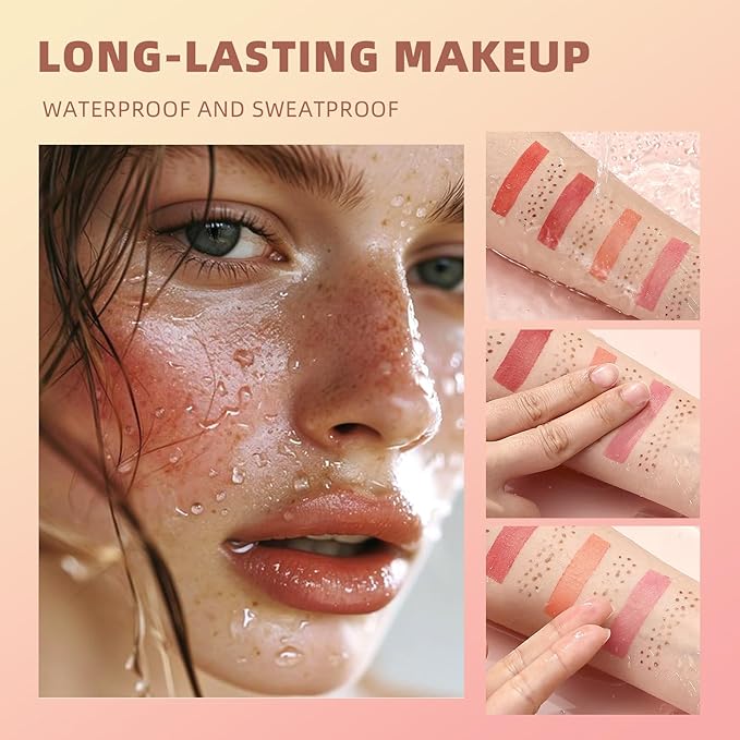 Double-Headed Freckle Blush Pen – 2-in-1 Faux Freckle Stamp & Soft Liquid Blush Duo, Waterproof Long-Lasting Freckles Tattoo Marker for Sunkissed Natural Look, Lightweight & Easy to Blend (04#)