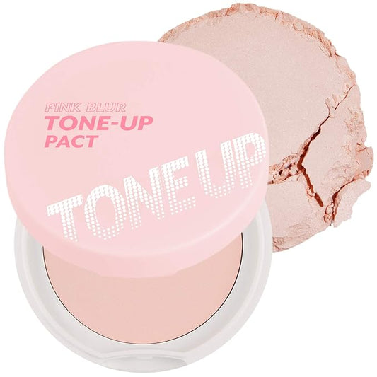 I'M MEME Compact - Tone-up Pact | Korean Pressed Setting Powder for Pink Blur Effect, with Calamine, Mattify Skin, Makeup Foundation, Translucent Compact, Oily Skin, Natural Coverage, 0.35 Oz