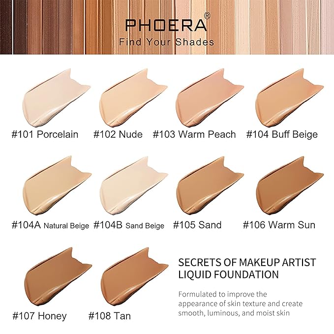 Matte Foundation, Anglicolor Flawless Full Coverage Foundation 30ml Matte Oil-Control Long Lasting Waterproof Liquid Foundation for Women Girls (1PC# 108)