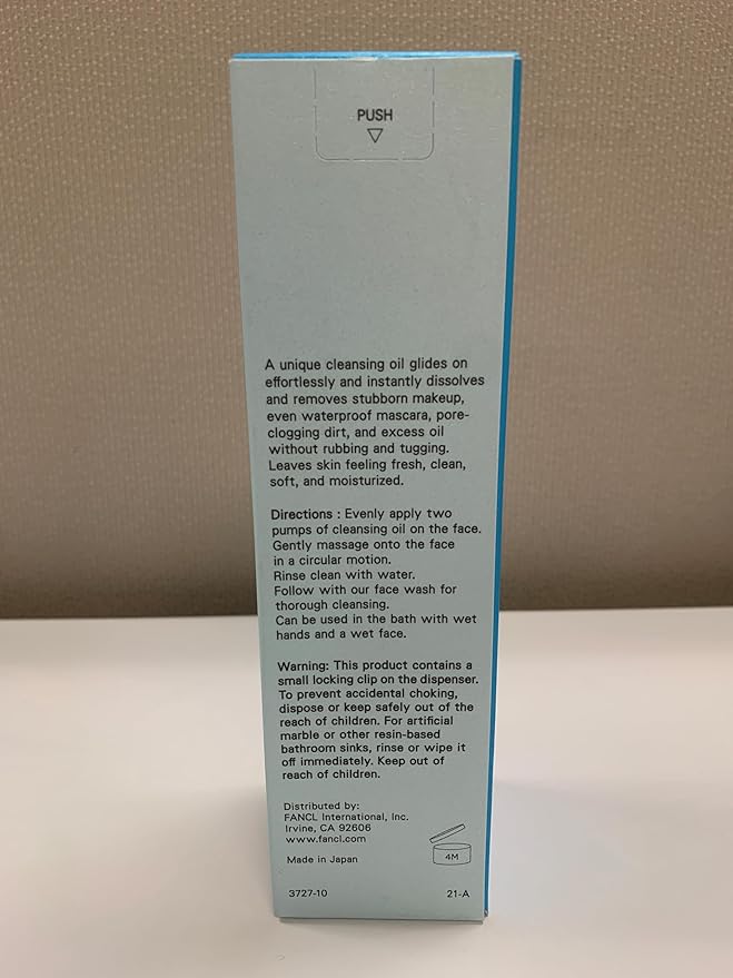 FANCL Mild Cleansing Oil, Japanese Facial Cleansing Oil, Makeup Remover, 100% Preservative Free, Clean Skincare for Sensitive Skin [US Package]