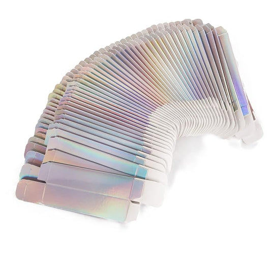 COSIDEA 50 PCS Empty Holographic siver Lip Gloss Boxes W25 xW25 xH117mm， Cosmetic Perfume Mascara Box Packaging ，small Kraft Paper Box Luxury Holder Wrapping
