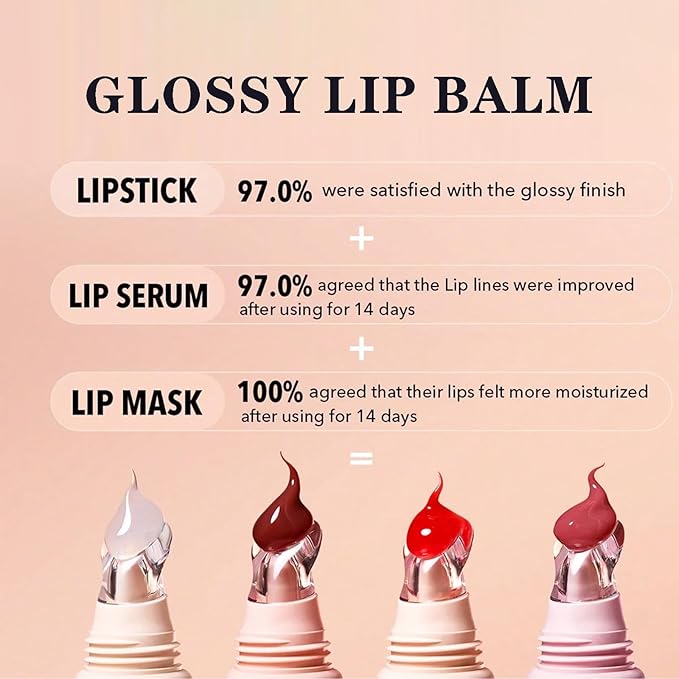 4 Colors Hydrating Jelly Lip Gloss, Moisturizing Tinted Lip Balm, Long Lasting Waterproof Non-Stick Cup Lip Glaze Set, High Shine Mirror Liquid Lipsticks Brighten Plumping Lipstick