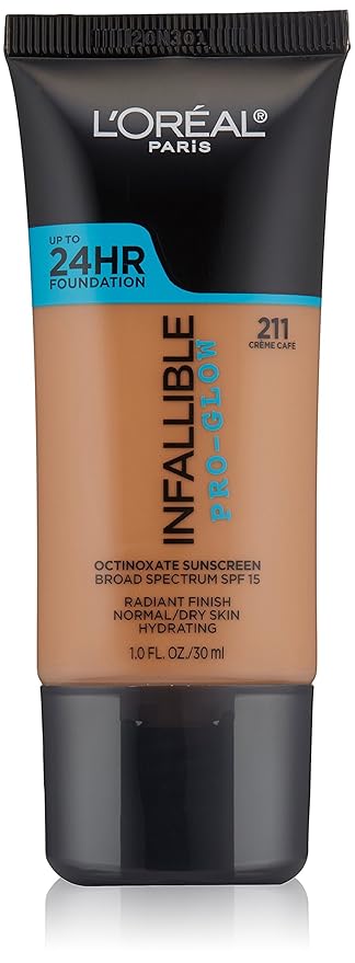 L'Oréal Paris Infallible Pro-Glow Foundation, Creme Cafe, 1 fl. oz.