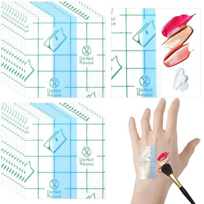 100 Pieces Makeup Hand Palette Single Use Makeup Mixing Palette Disposable Professional Foundation Mixing Tray Adhesive Artist Must Haves Waterproof Makeup Tape for Women Girl Cosmetic