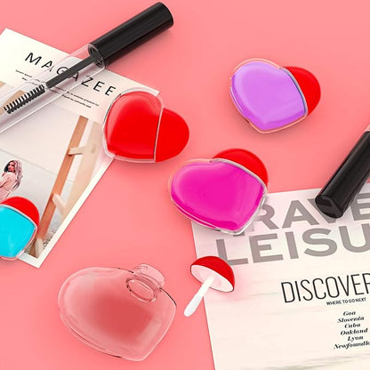 RONRONS 20 Pieces Heart Lip Gloss Tubes, Clear Plastic Empty Lip Gloss Container Cute Heart Shape Mini Lipgloss Tubes with Wand Bulk for Women Girls DIY Cosmetics Small Business