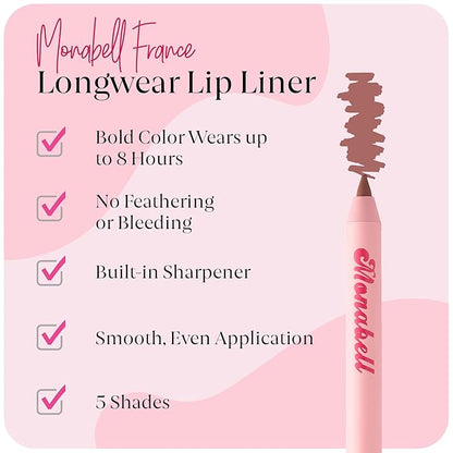Over Night Lip Liner Pencil for Women - Soft Moisturizing, Creamy Long-Lasting Texture, Smooth Glide & Defined Finish