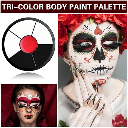 Clown Makeup Kit - Black White Red Face Body Paint Palette for Halloween, SFX, Joker, Zombie, Cosplay, Vampire
