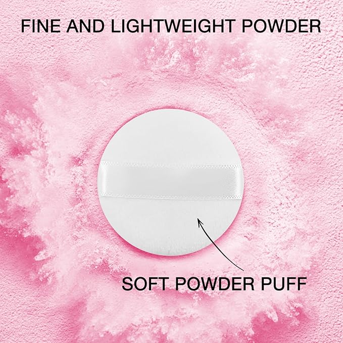 Boobeen Lightweight Translucent Loose Setting Powder Makeup, Matte Non-Sticky Finishing Baking Makeup, Concealing Nude Face Pressed Foundation Powder for Women With Puff