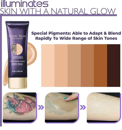 All Over Complexion Perfector, New Body Coverage Perfector, Tattoo Cover up Makeup Waterproof, Cream Body Makeup, Natural Radiance Shade,Transfer-Resistant Body Makeup (3PC, 2.5 fl oz)
