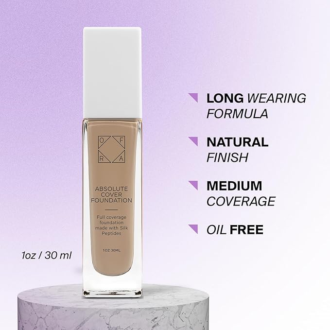 Absolute Cover Foundation #5 | Liquid Medium Coverage Foundation with Natural FInish | Oil-Free Face Makeup | Medium Shade with Cool Undertone | 1oz/30ml