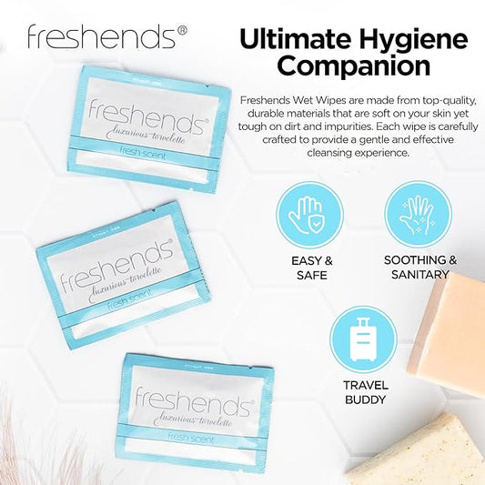 Luxurious Towelette Bundle for Hotels, Airbnbs, Clubs, Restaurants, Bars, and Weddings - Equate Fresh Scent Flushable Wet Wipes for Adults - 300-Pack, Blue