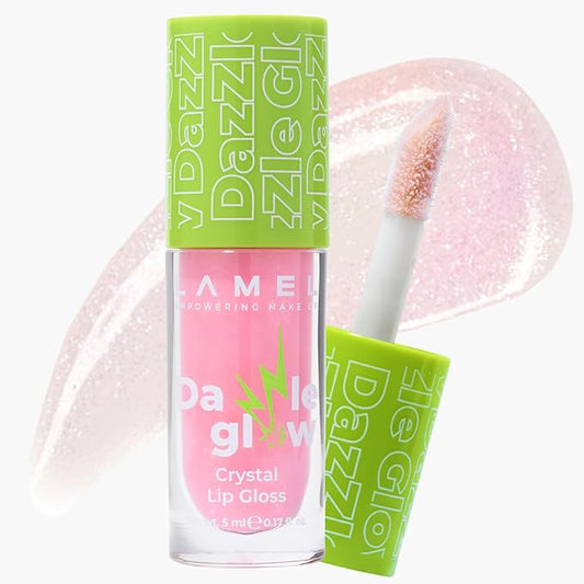 Dazzle Glow Crystal Clear Lip Gloss - Hydrating, Non Sticky, High-Glossy Lip Gloss - 401 Blossom Pink