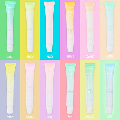 12pc Lip Oil Set - Flavored Lip Oils Value Pack, Hydrating Lip Oils w/Squeeze Tube Application, Moisturizing Lip Oil Collection for Everyday Lip Care and Lip Repair (FRUITS)