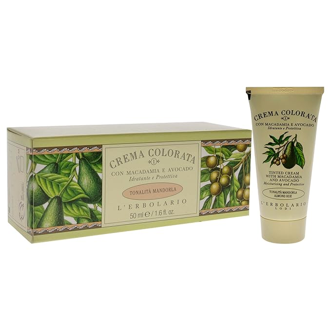 L'Erbolario Tinted Face Cream - Moisturizer Face Cream - Innovative Makeup Lotion - Protects Your Skin From Wrinkles and Dryness - Tinted Cream with Macadamia and Avocado - Almond Hue - 1.6 oz