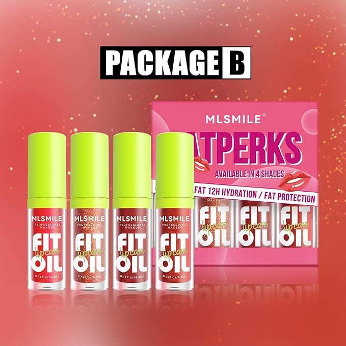 VolksRose 4pcs Lip Gloss Oil Set, Hydrating Lip Glow Oil Lip Gloss, Lipgloss Lipoil Set for Women Girls Teens, Tinted Plumping Lip Gloss Packs, Fat Lip Oil Lip Balm for Dry Lips Nourishing