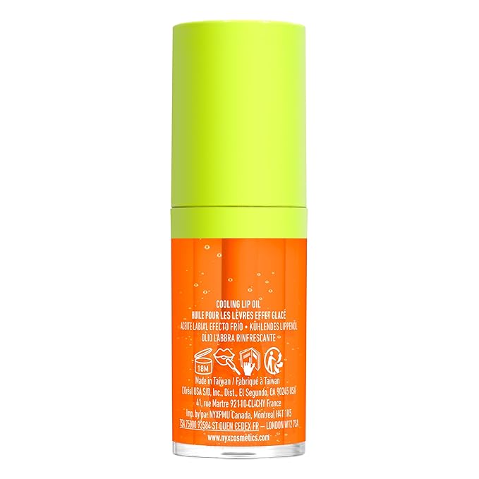 NYX PROFESSIONAL MAKEUP Fat Oil Chillz, Moisturizing, Shiny and Vegan Tinted Lip Gloss - Citrus Chiller (Sheer Orange)