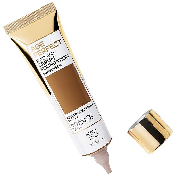L'Oreal Paris Age Perfect Radiant Serum Foundation with SPF 50, Sienna, 1 Ounce (Pack of 2)