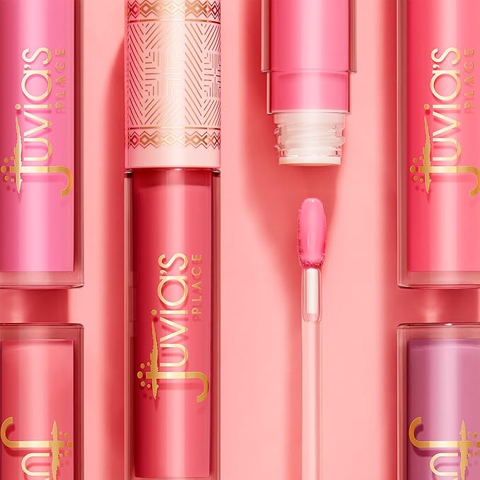 Juvia's Place Smoothie Lip Gloss Tutti Fruitty - Hydrating Cream Lipgloss with Pink & Mauve Tones - Non Sticky Plumping Glosses - High Shine Lipgloss for Women - Lip Plumper w/Cocoa Butter & Chia Oil