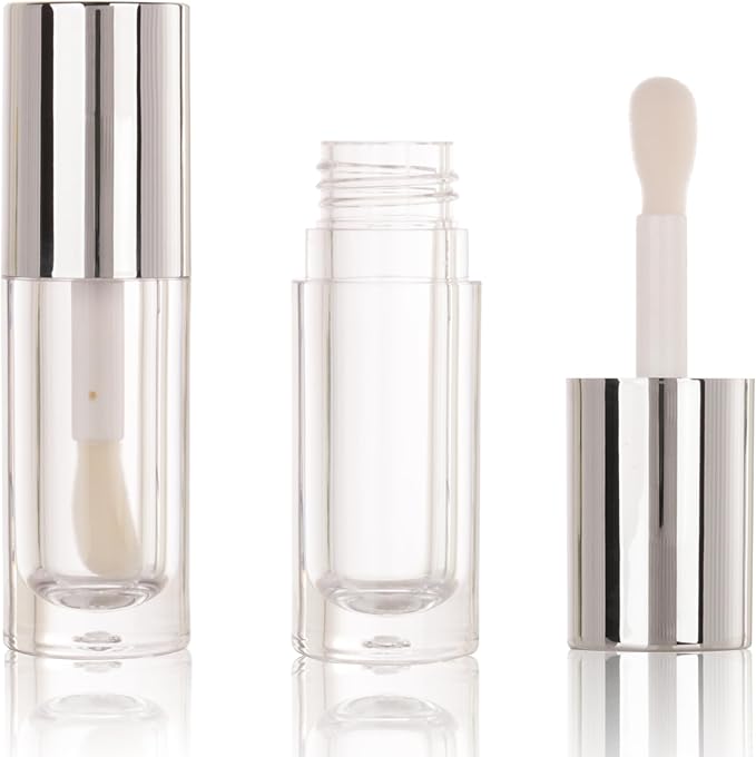 COSIDEA 50pcs Empty Round Silver 6ml big doe foot wand lip gloss tubes for DIY lipgloss lipgloss tube containers with thick wands