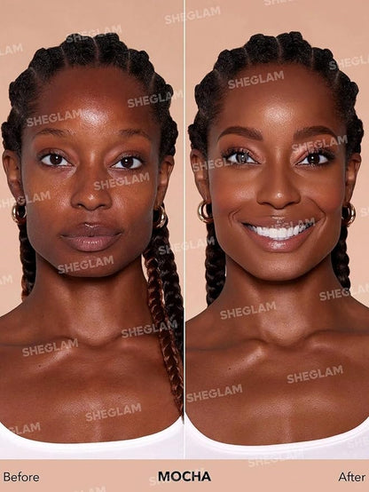 SHEGLAM Skinfinite Hydrating Foundation Flawless Dewy Foundation Hydrating Coverage Invisible Pore Concealer Pore-less Non-Greasy Lightweight Natural Soft Liquid Foundation-Mocha
