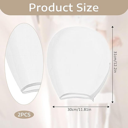 2 Pack Makeup Protector Hood, Protects Hair and Make Up While Getting Dressed, Chiffon Makeup Hood Zipper Closure Face Cover for Women Beauty Weddings