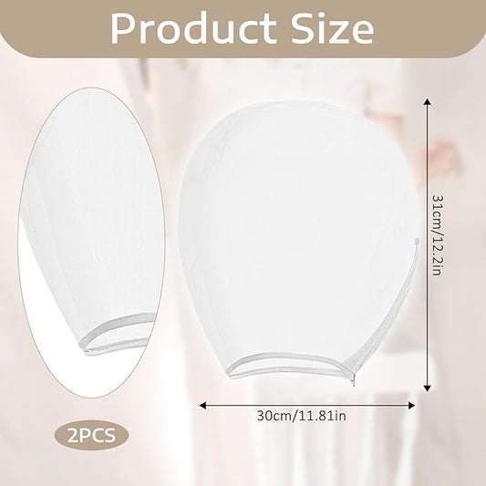 2 Pack Makeup Protector Hood, Protects Hair and Make Up While Getting Dressed, Chiffon Makeup Hood Zipper Closure Face Cover for Women Beauty Weddings