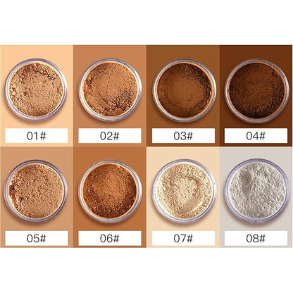 MAEPEOR Matte Setting Loose Powder 8 Colors Smooth and Lightweight Face Powder for Brightening and Setting Makeup with Face Puff (03 Soleil)