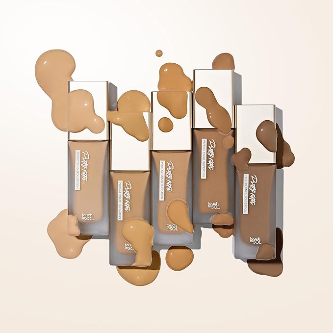 TOUCH IN SOL Pretty Filter Perfect Finish Foundation for Flawless, Natural Look -Lightweight and Full-Coverage Matte Base for All Skin Types -Face Makeup with Natural Ingredients, 1.18 fl.oz. (#4 Tan)