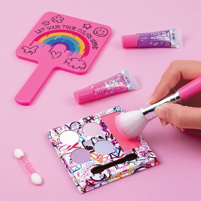 3C4G Graffiti True Colors Cosmetic Set - Graffiti Glam Makeup Kit for Girls - Kids Makeup Starter Kit with Lip Gloss, Eyeshadow, Blush & More - Kids Makeup Kit for Girls 8-10-12-14 by Make It Real