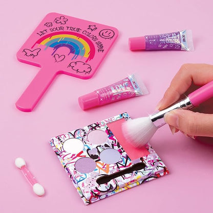 3C4G Graffiti True Colors Cosmetic Set - Graffiti Glam Makeup Kit for Girls - Kids Makeup Starter Kit with Lip Gloss, Eyeshadow, Blush & More - Kids Makeup Kit for Girls 8-10-12-14 by Make It Real