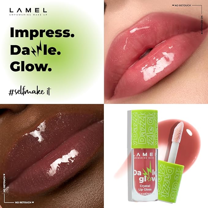 Dazzle Glow Crystal Clear Lip Gloss - Hydrating Lip Gloss - Non Sticky Lip Gloss - Colored Lip Gloss - Lip Gloss Color - Mini Lip Gloss - Moisturizing Lip Gloss - №403 Fancy